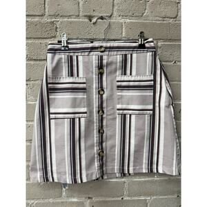 NWOT Y2K Striped Mini Vertical Skirt Taupe Pull Up Medium